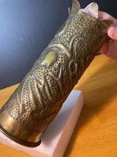 WWI 1917 VIMY RIDGE trench art brass artillery shel vase Canadian military