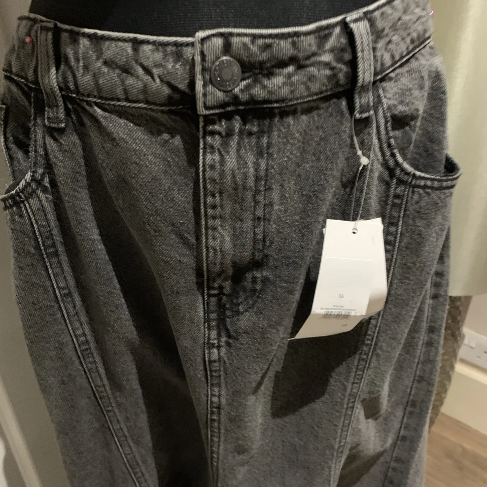 Denim Skirt Dark Grey Jean Long Fitted Flared Women Size 16 NWT Zip Christmas - Image 2 of 4