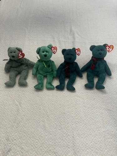 Lot Of 4 St Patrick Day Irish TY Bears. Dublin, Shamrock, & Wallace