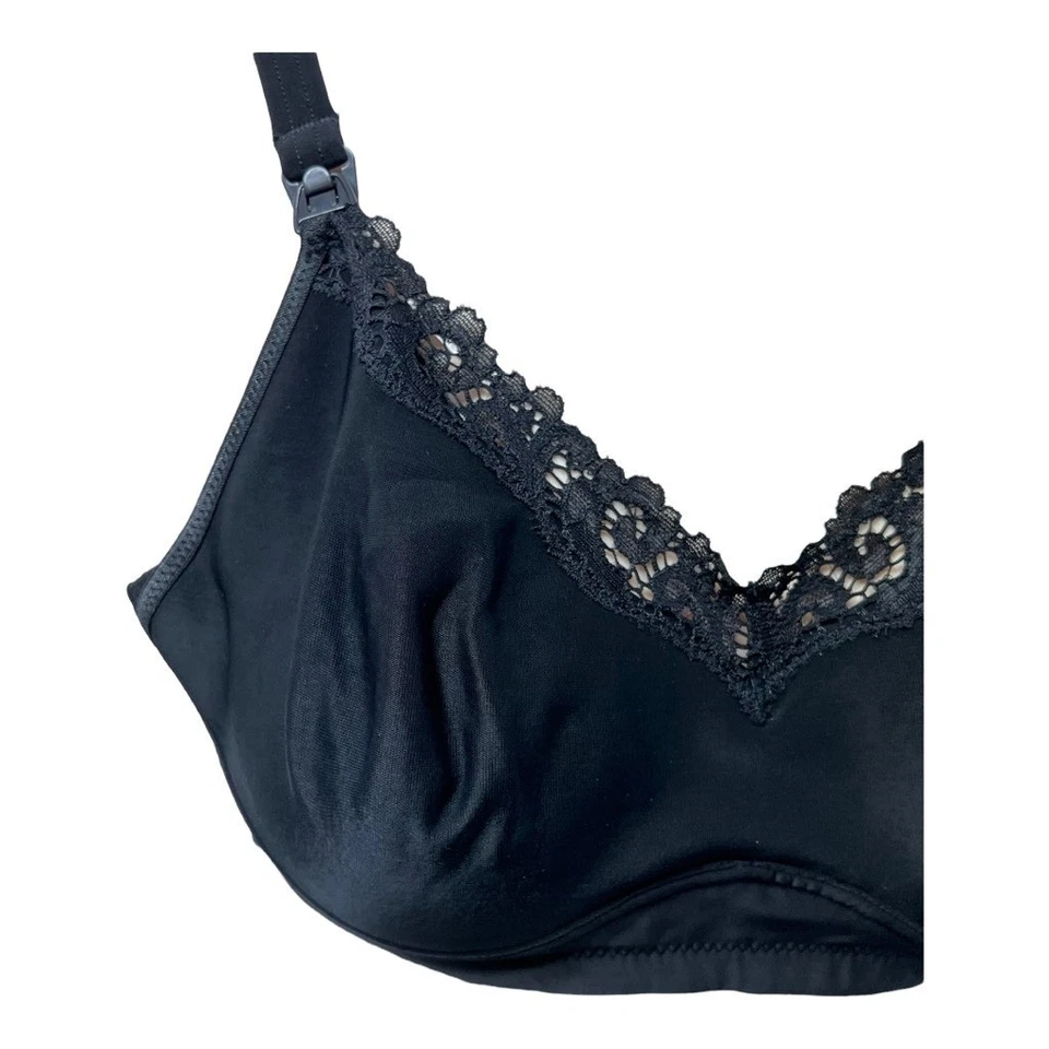 Elle Macpherson Intimates Bra 32C Black Nursing Maternity Lace Wireless Soft New - Image 4 of 4