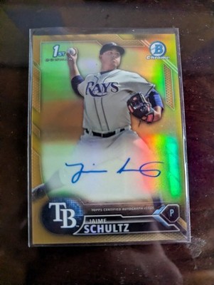 Jaime Schultz 2016 Bowman Chrome Gold Refractor Autograph Rookie Mint # /50
