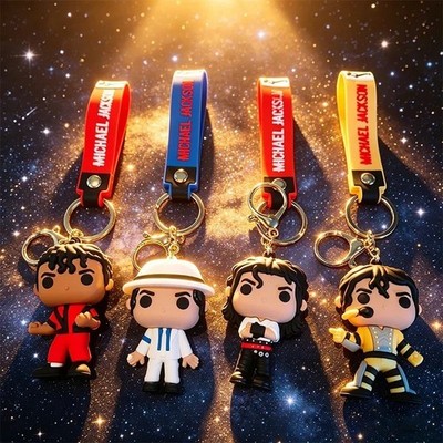 Michael Jackson Keychain King of Dance Mini Idol Figure Key Ring Toy Collectible