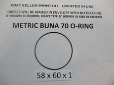 58mm ID x 60mm OD x 1mm thick O-ring. Buna-70. Quan 1.
