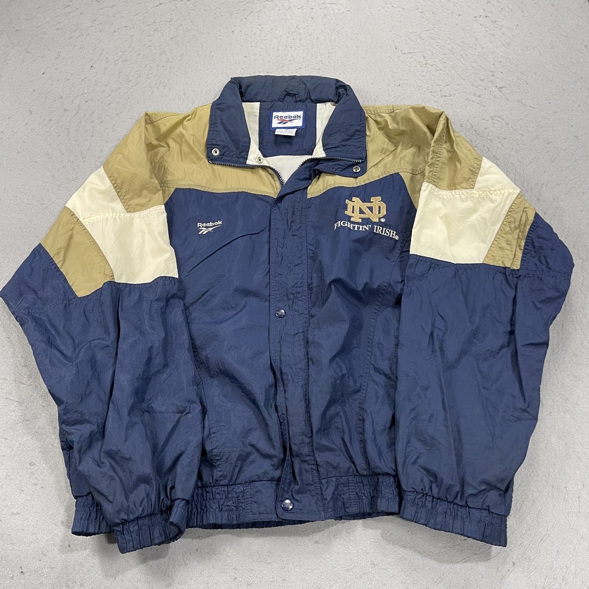 VINTAGE Notre Dame Fighting Irish Jacket Mens XL Reebok