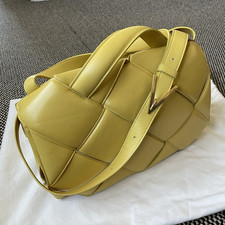 Bottega Veneta Intrecciato Yellow Leather Shoulder Bag Top Handle Dust Bag