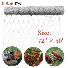 Galvanized Poultry Net - Metal Fencing / Chicken Wire 72" × 50