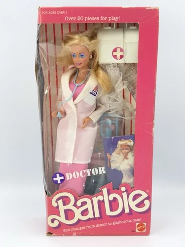 Barbie Doctor Doll Mattel 1987 Vintage Medical Play set w/Accessories Box Damage