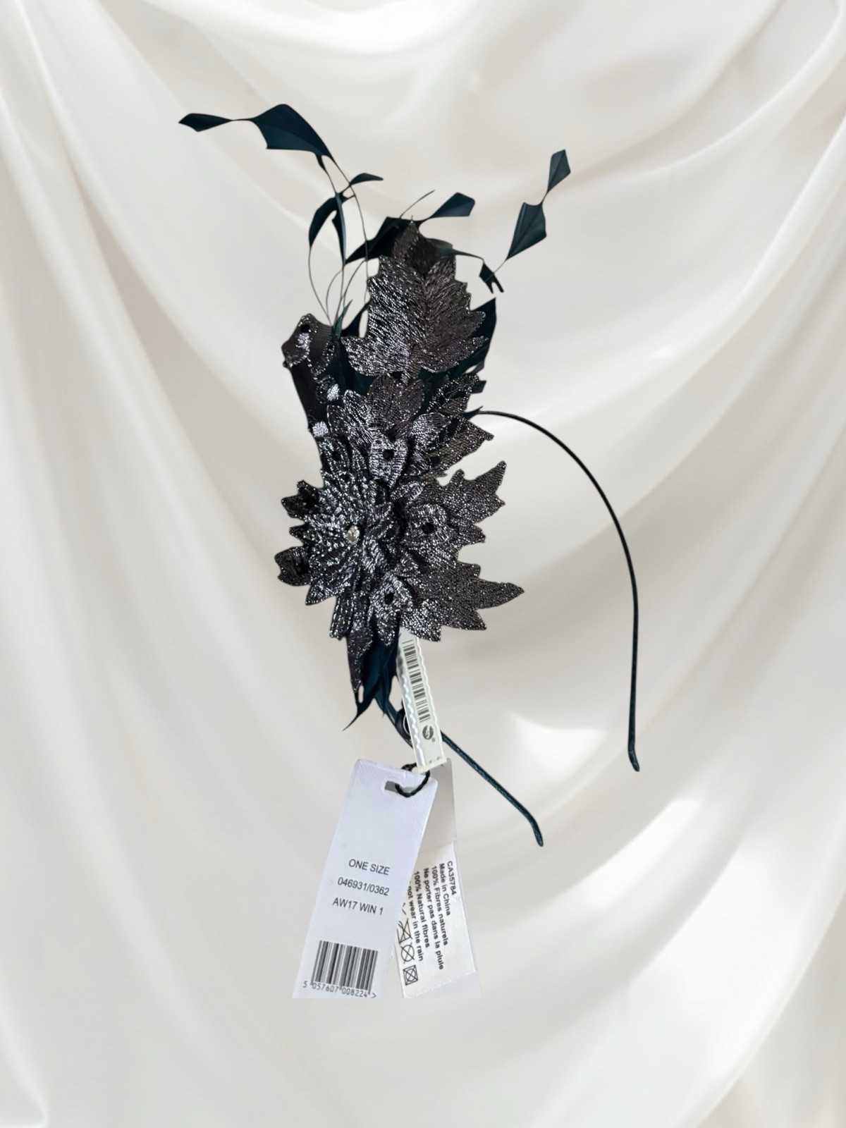 JACQUES VERT UK 14 Grey Teal Mother Of The Bride Outfit Dress & Shawl Fascinator image 5