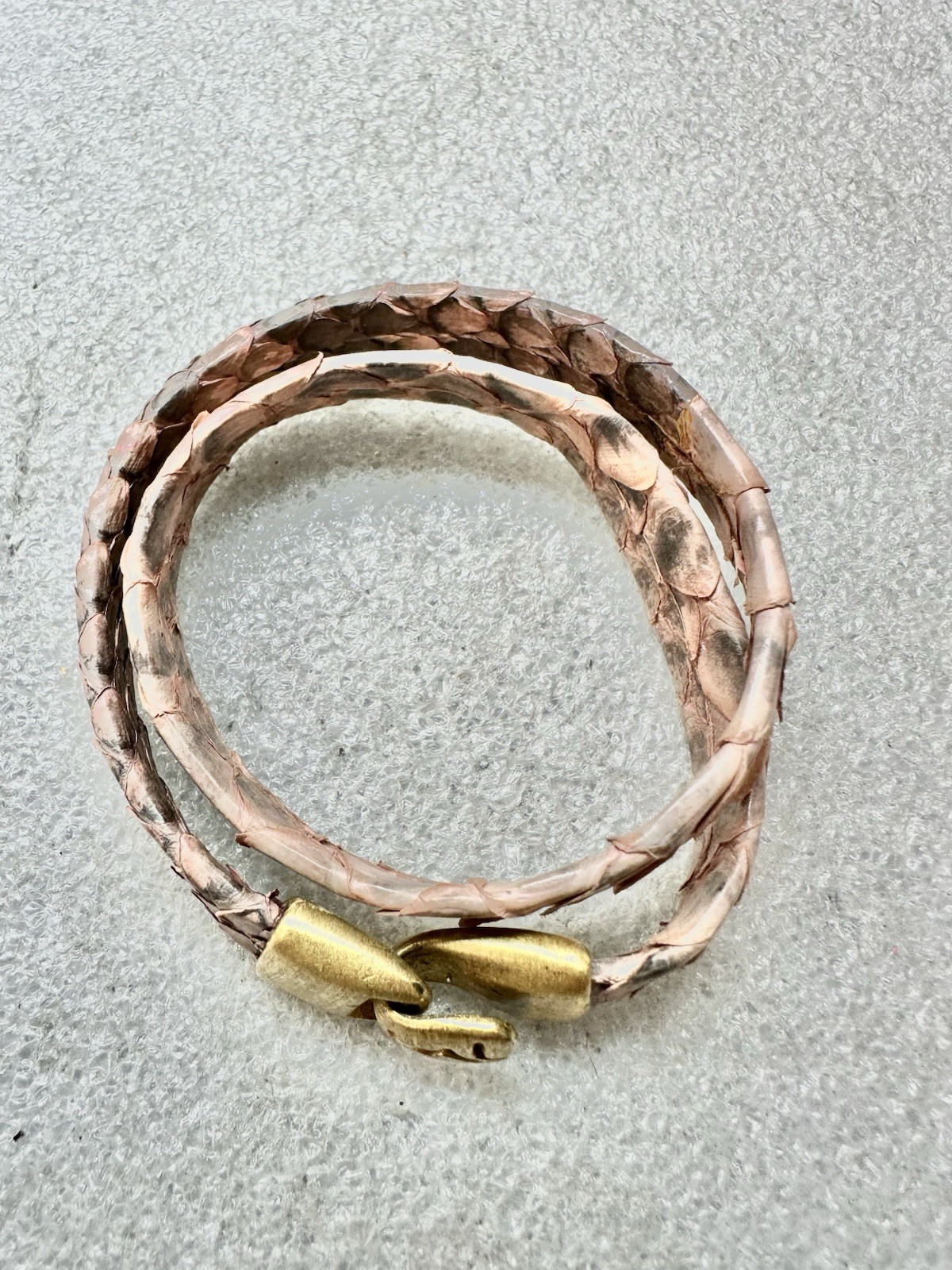 Genuine PYTHON Snakeskin Signed Hook Clasp Wrap B… - image 1