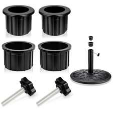 6 Pieces Set Outdoor Patio Umbrella Base Stand, Hole Ring Plug Cover and 6 pcs