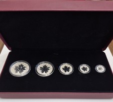 2013 Royal Canadian Mint Silver Maple Leaf Fractional 5 Coin Set - Original Box 