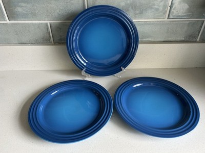3 x LE CREUSET 8,5'' Teller MARSEILLE blau 22 cm VANCOUVER Salat Dessertteller 