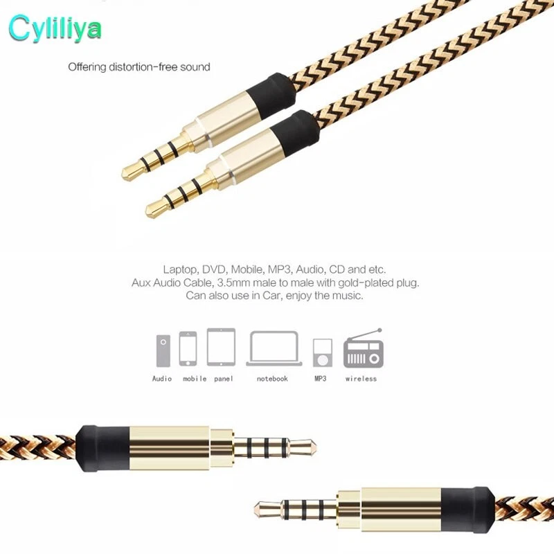 Cable auxiliar de 10 pies de largo conector de 3,5 mm chapado en oro cable de audio para teléfono iPod Foto 4 de 4