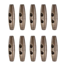 10pcs Wooden Toggle Buttons 55mm 2-Hole Wood Olive Sewing Button, Coffee Brown