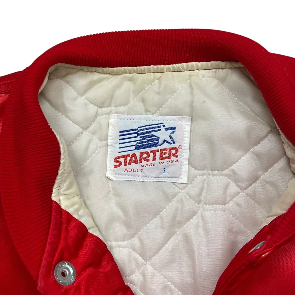 CHAQUETA BOMBER SATINADA DE COLECCIÓN AÑOS 90 NCAA INDIANA HOOSIERS STARTER HECHA EN EE. UU. TALLA L Foto 4 de 4