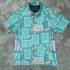 William Murray Golf m All-Over Print Short Sleeve Button Polo Shirt Men's M