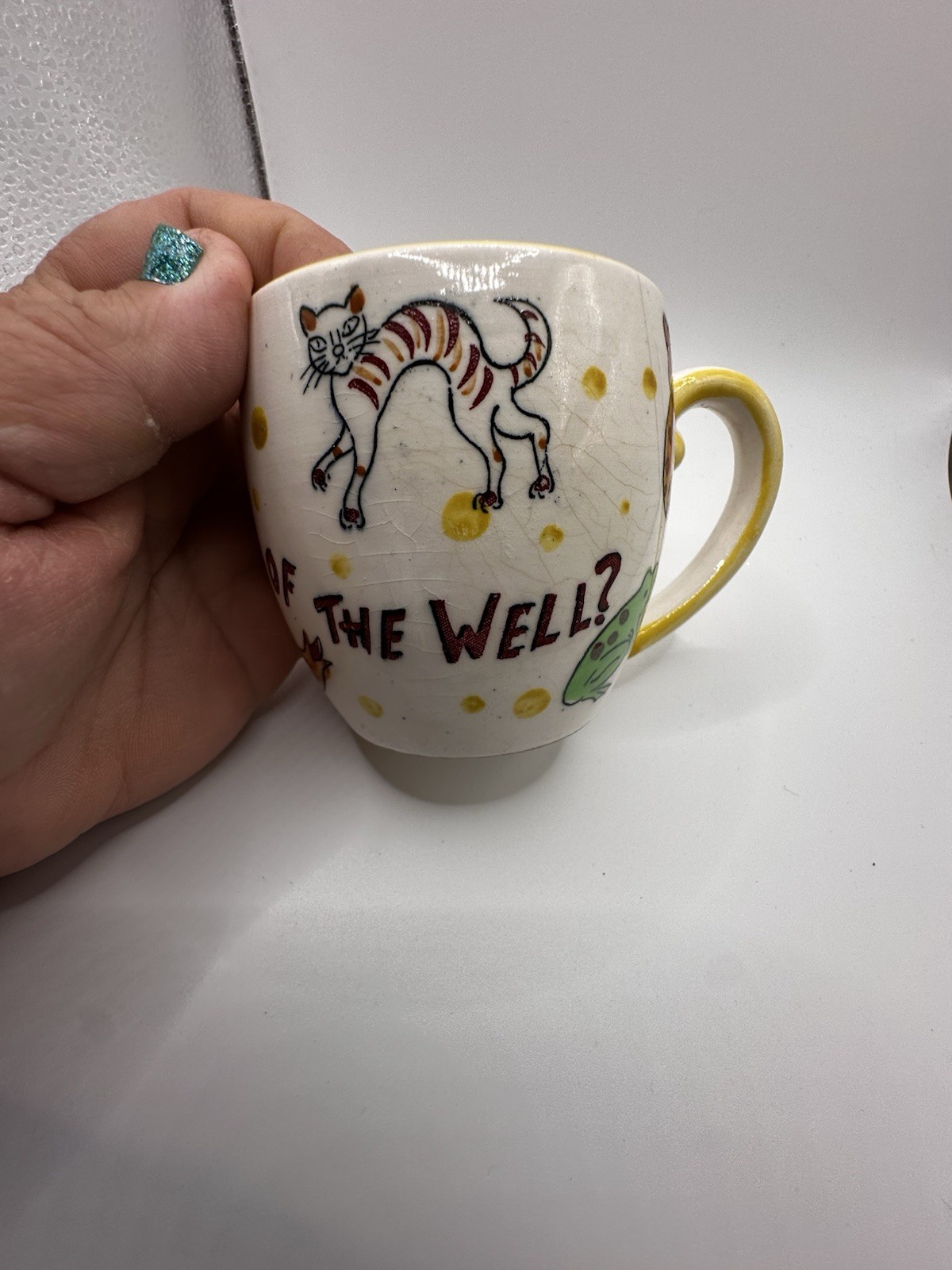 VTG Fairy Tale Mystery Mug “Guess Who Is At The Bottom The Well?” NASCO MCM 50s