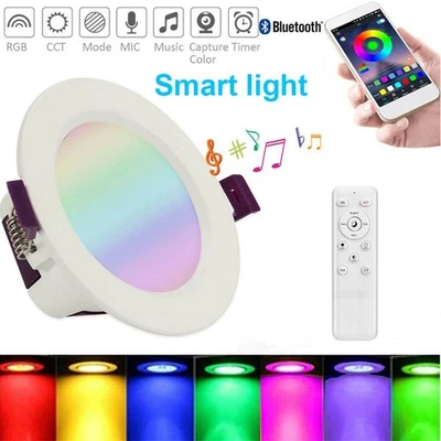 RGB+warmweiß+kaltweiβ Bluetooth LED Einbauleuchte IP20 230V 9W mit Fernbedienung - Bild 1 von 4