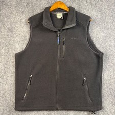 Vintage LL Bean Fleece Vest Mens Medium Regular Black Full Zip CQ68 Made in USA