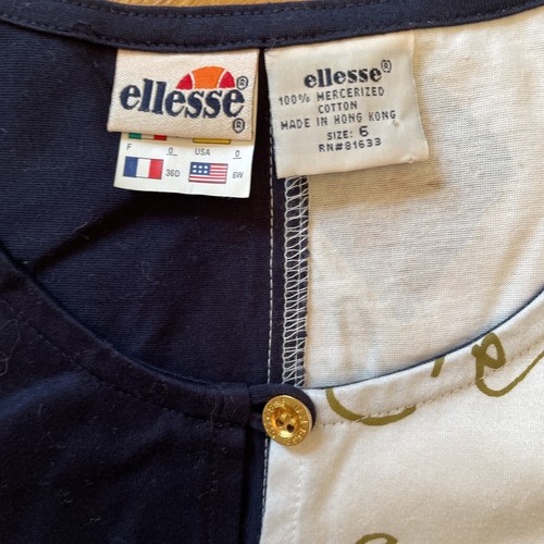 Vintage ellesse Color Block Top Tank Ciel Shirt White Red Yellow Blue Size 6 - Picture 4 of 9