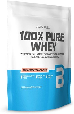 BioTech USA 100% Pure Whey, 1000 g Beutel, Erdbeere