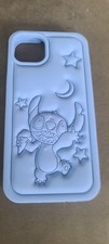 Funda protectora de silicona azul en relieve Lilo & Stitch (iPhone 14 y 15 Plus)