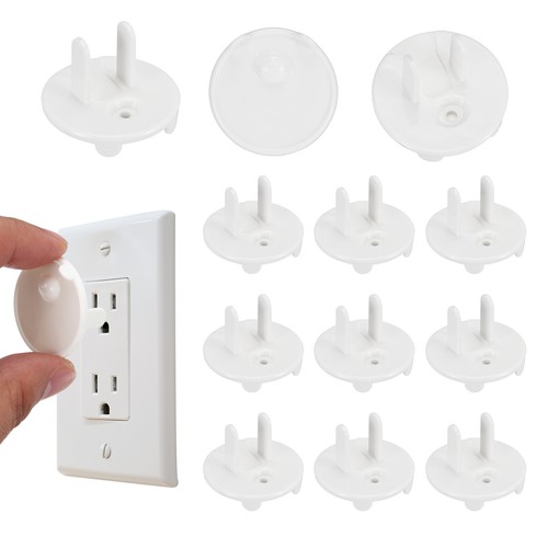 10 Pack Outlet Covers Proofing Safety Plug Covers for 3-Prong, Round Cute White