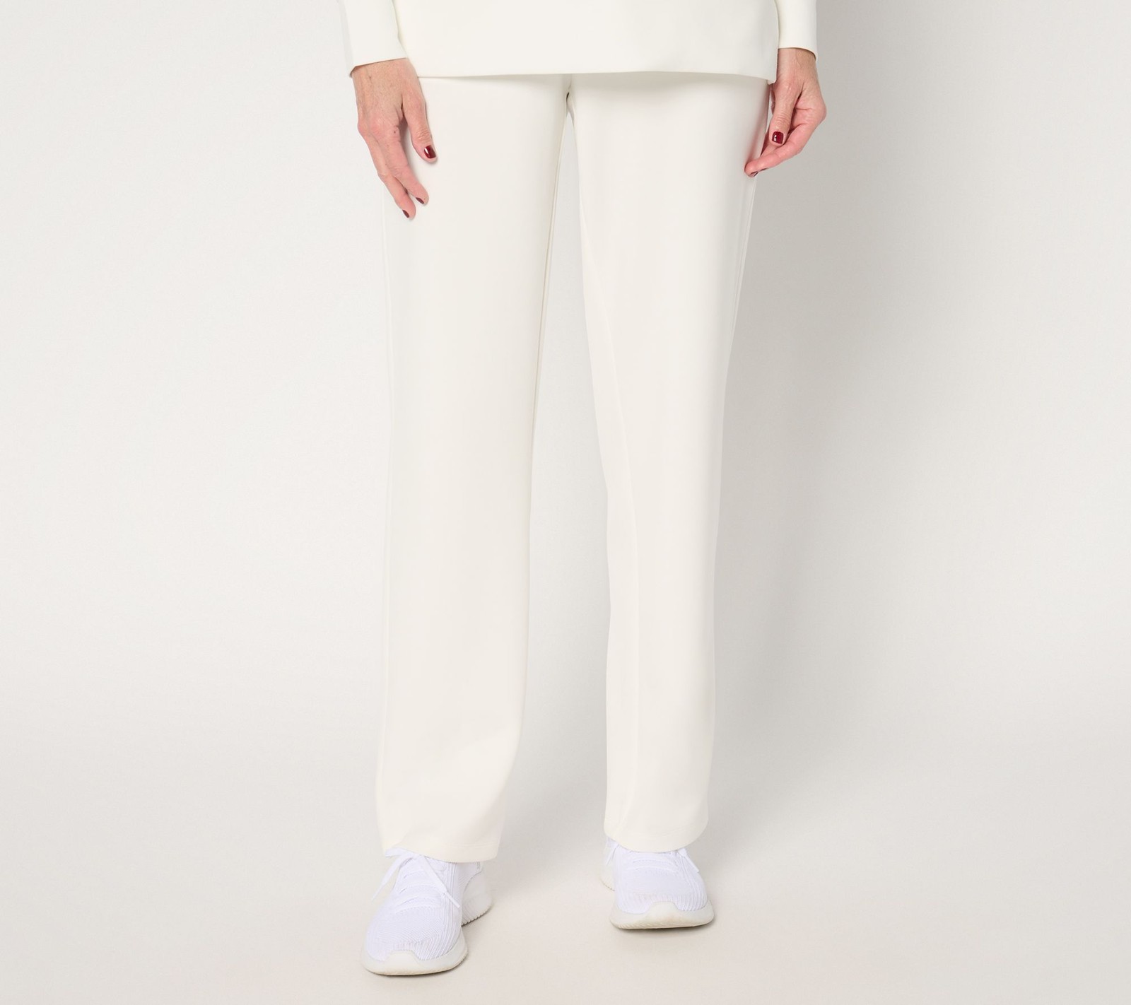Belle by Kim Gravel Women's Petite Pants P2XS Scubaluxe Straight White A673904