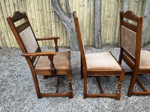 Vintage Old Charm Dining Chairs Carved Turned Oak Country Style High Back x 4 - Picture 14 of 18