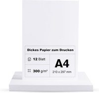 Fotokarton A4 300G/M² Weiß Papier 12 Blatt Premium Papier Dickes Zum Drucken Kar
