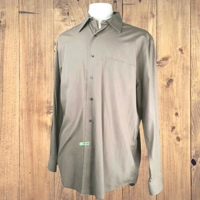 BARACUDA Dress Shirt Medium Light Brown Vintage Full Cutaway Collar Vintage 