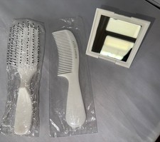 Estee Lauder Hair Brush Comb Mirror Ball Tipped Small Travel White Vintage