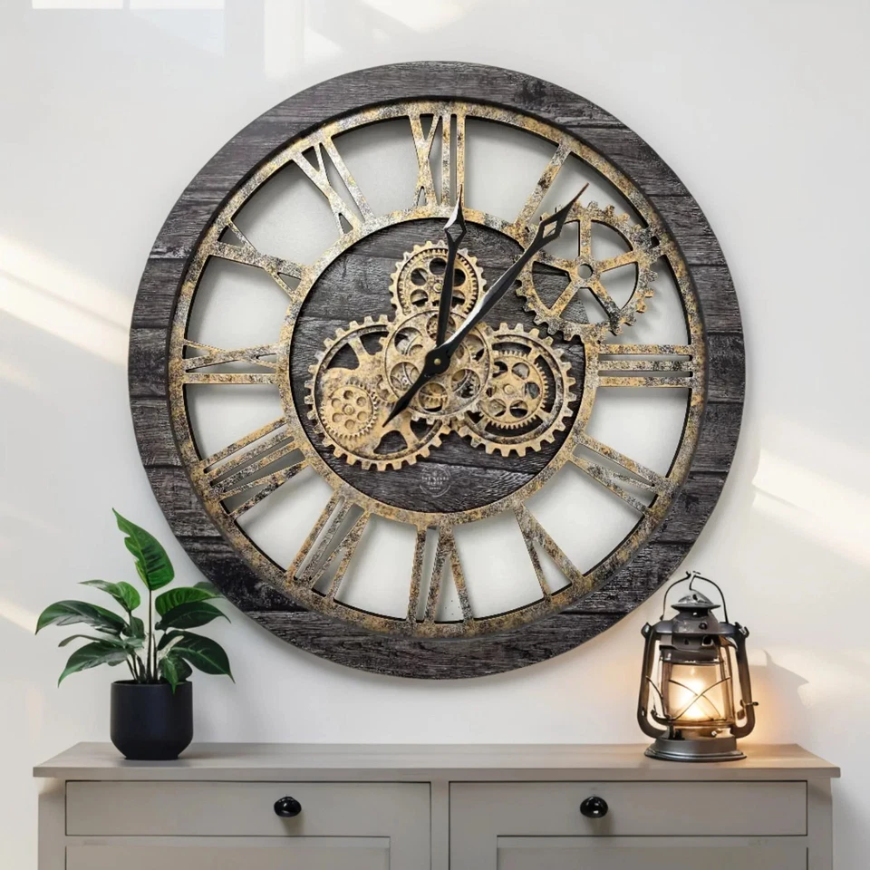 The Gears Reloj AMERICA LINE RELOJ DE PARED REDONDO 24 PULGADAS GRIS CARBONO Foto 2 de 4