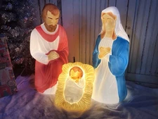 Blow Mold Christmas Nativity Set Of 3 General Foam New U.S.A. Large 28"