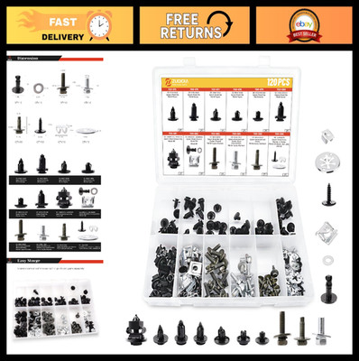 120Pcs Car Push Retainer Clips & Bolts, Splash Shield Guard Hardware for Most Ca