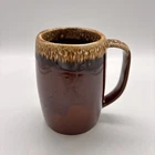 Vintage Hull Ovenproof USA Mirror Brown Drip Glaze Large Mug 5" RUSTIC FARMHOUSE