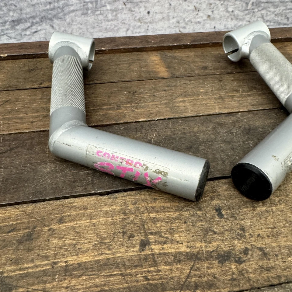 Vintage ControlTech Control Stix 90s MTB Handlebar Bar Ends Silver L-Bend Pair - Image 2 of 4