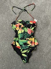 Bnwt Matalan black floral swimsuit swimming costume size 8 rrp  19