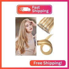 5PCS Clip In Hair Extensions Human Hair Balayage Golden brown to Blonde 18Inch R