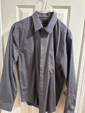 Pronto Uomo Shirt Mens 16.5 34 35 Dress Long Sleeve Gray