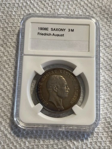 Germany Silver Coin 1908 Saxony 3 Mark / No NGC 