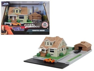 Fast & Furious - Nanoscene Hollywood Rides - Toretto House Diorama & 2 Die-Cast