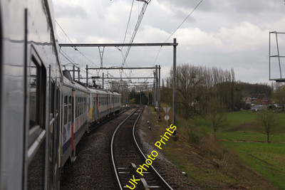 Foto SNCB Belgische Eisenbahn 6x4 Class 73 EMU Blick vom Zug nach Binche c2023 P2