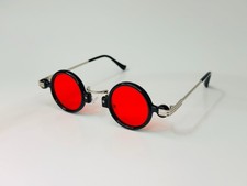 Retro Round Red Steampunk Sunglasses UV400 Small John Lennon Style Vintage Metal
