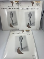 Vtg Sheer Caress Control Top Silky Leg Pantyhose Oatmeal Queen Short 3 Pairs