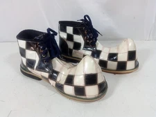 Vintage Custom Clown Shoes Professional Black & White Checkered 2 Left Shoes