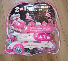 Skates Inline Training Skate Combo Set - Pink/Purple, Girls - Medium Sizes 1-4