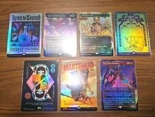 Set Of 7 Borderless Foil Llanowar Elves Fields The Dead Barren Land No.MM176