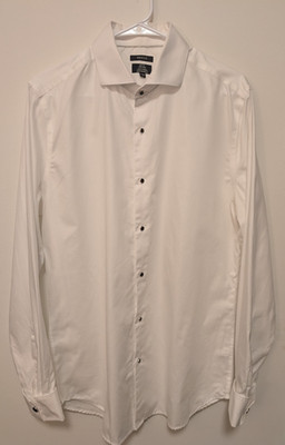 RW&CO. Slim Fit Tuxedo Shirt French Cuff Studs White Non-Iron 16-16.5 L