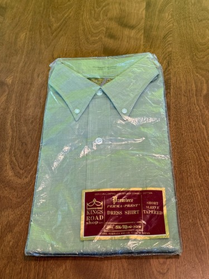 #ad Vintage Sears Kings Road Premiere Perma Prest Dress Short Sleeve Shirt 15 1 2 $19.99